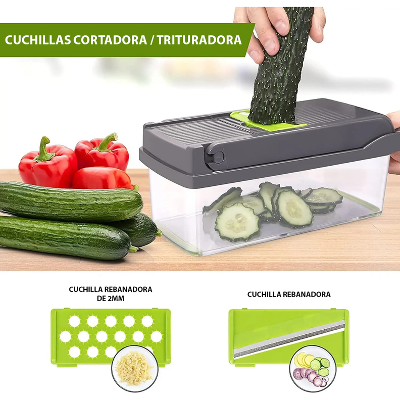 Set Picador Cortador De Verduras y Frutas 14 En 1 Rallador-3