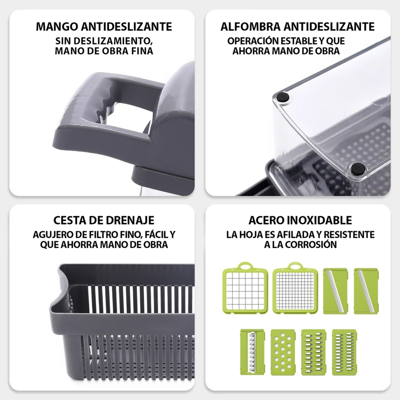 Set Picador Cortador De Verduras y Frutas 14 En 1 Rallador-5