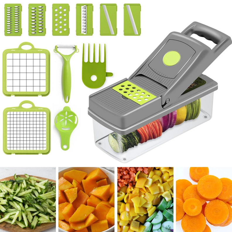 Set Picador Cortador De Verduras y Frutas 14 En 1 Rallador-6