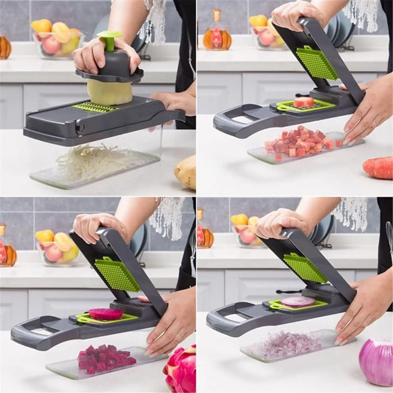 Set Picador Cortador De Verduras y Frutas 14 En 1 Rallador-8