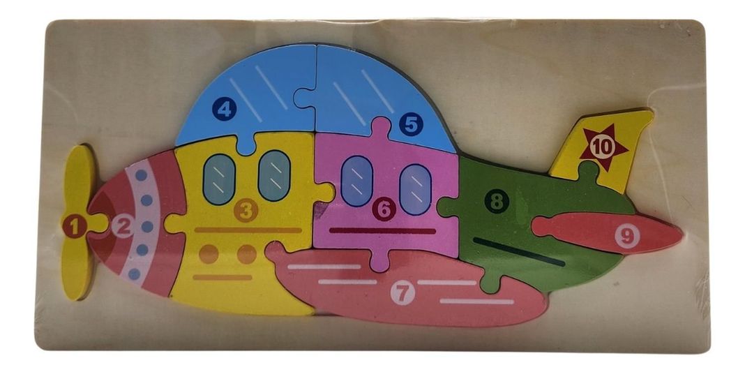 Puzzle Juego De Madera Avioneta Juguete Educativo-0