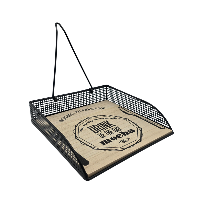 Servilletero Porta Servilletas Metal y Madera Diseño Bistro-2