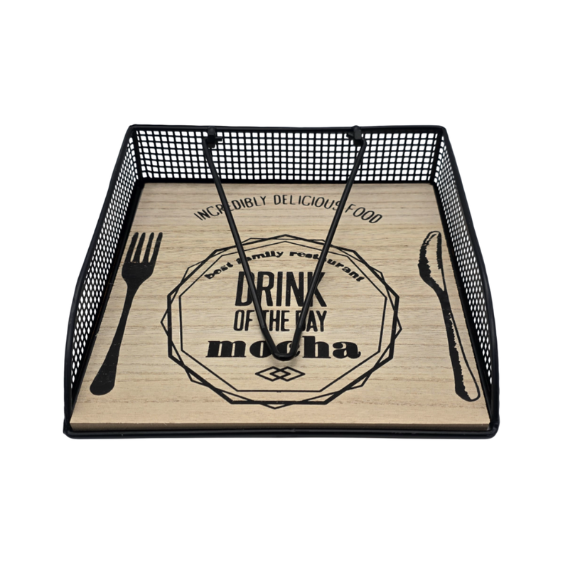 Servilletero Porta Servilletas Metal y Madera Diseño Bistro-5
