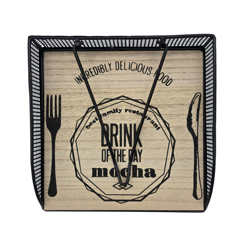 Servilletero Porta Servilletas Metal y Madera Diseño Bistro-6