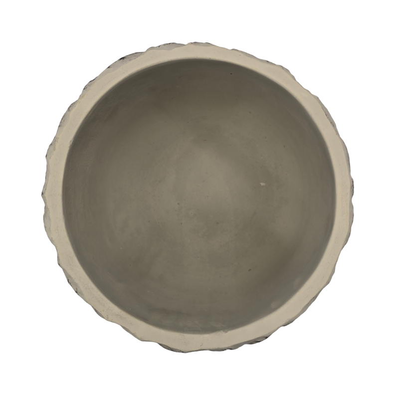 Macetero Maceta Acabado Cemento Relieve Hojas Gris S-5