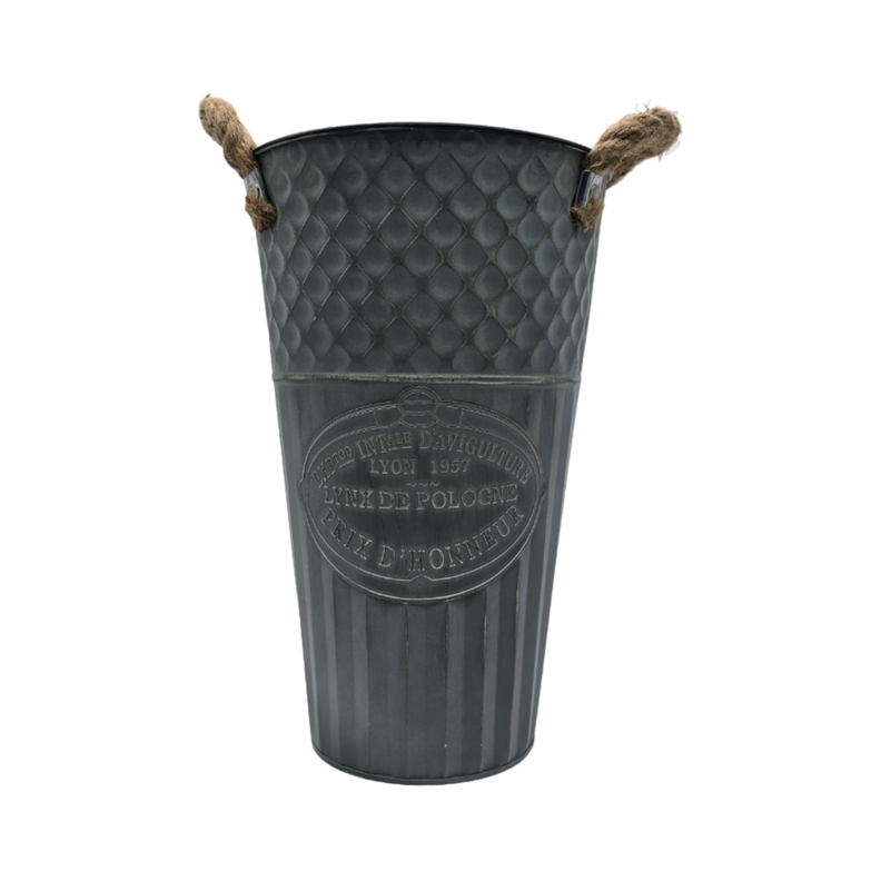 Macetero Balde Metalico Decorativo Vintage Desgastado Verd M-0