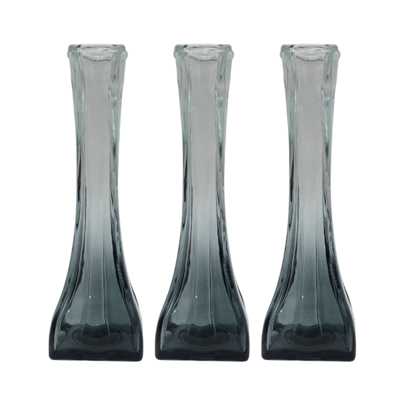 Set 3 Floreros Decorativos De Vidrio Pequeño Tonalidad Humo-0