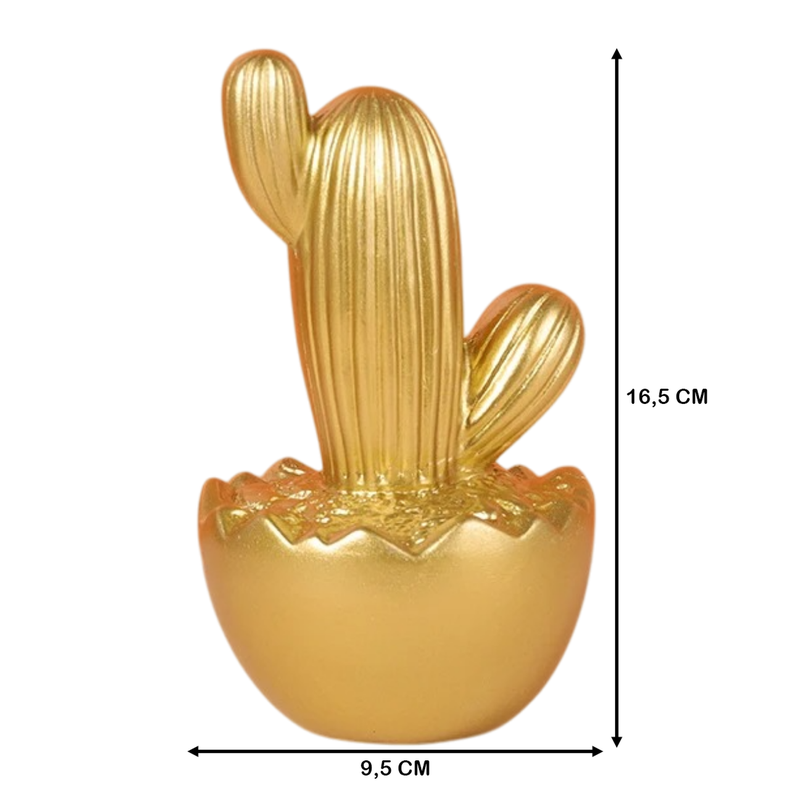Adorno Cactus De Resina Dorado Decoracion Mesa Oficina D3-5