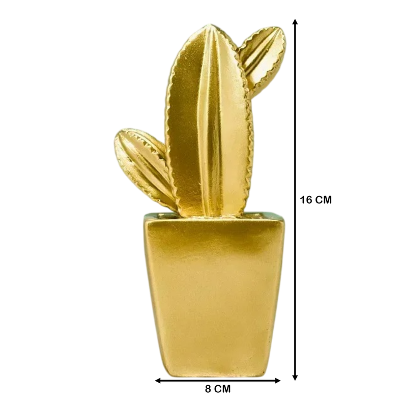 Adorno Cactus De Resina Dorado Decoracion Mesa Oficina D2-1
