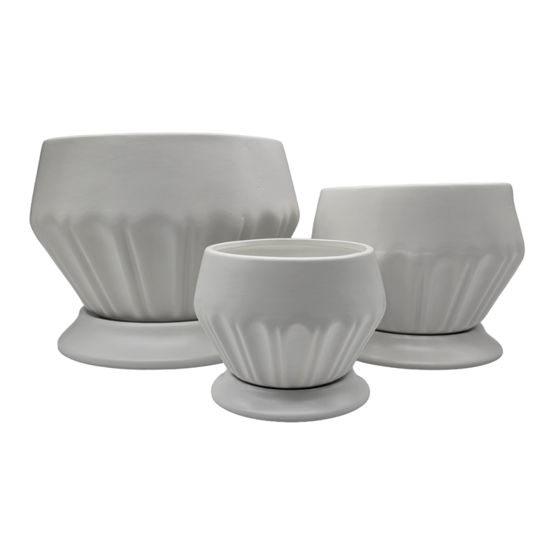 Set 3 Maceteros Maceta De Ceramica Diamante Elegante Blanco-0