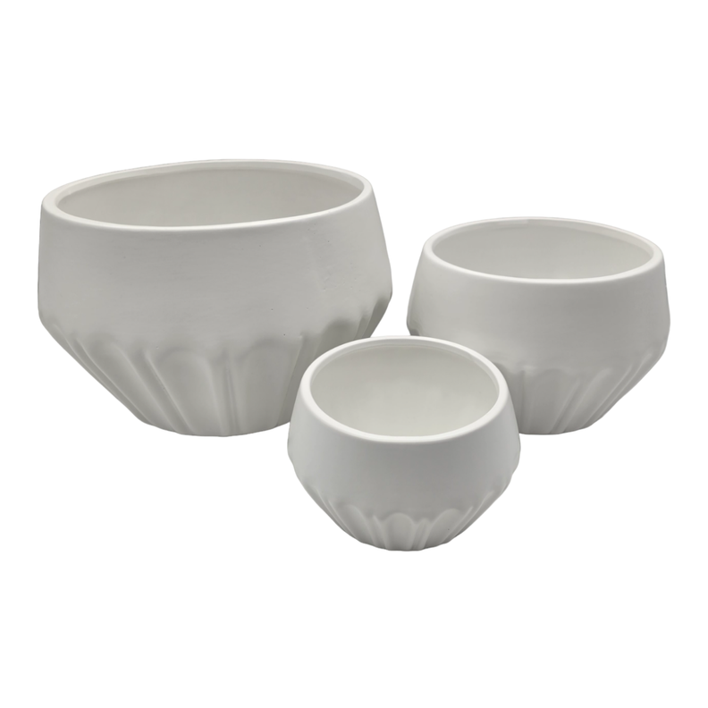 Set 3 Maceteros Maceta De Ceramica Diamante Elegante Blanco-3
