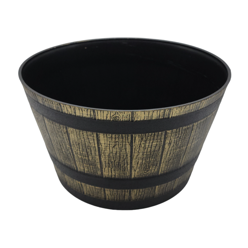 Macetero Plastico Diseño Efecto Barril De Madera Maceta M-1