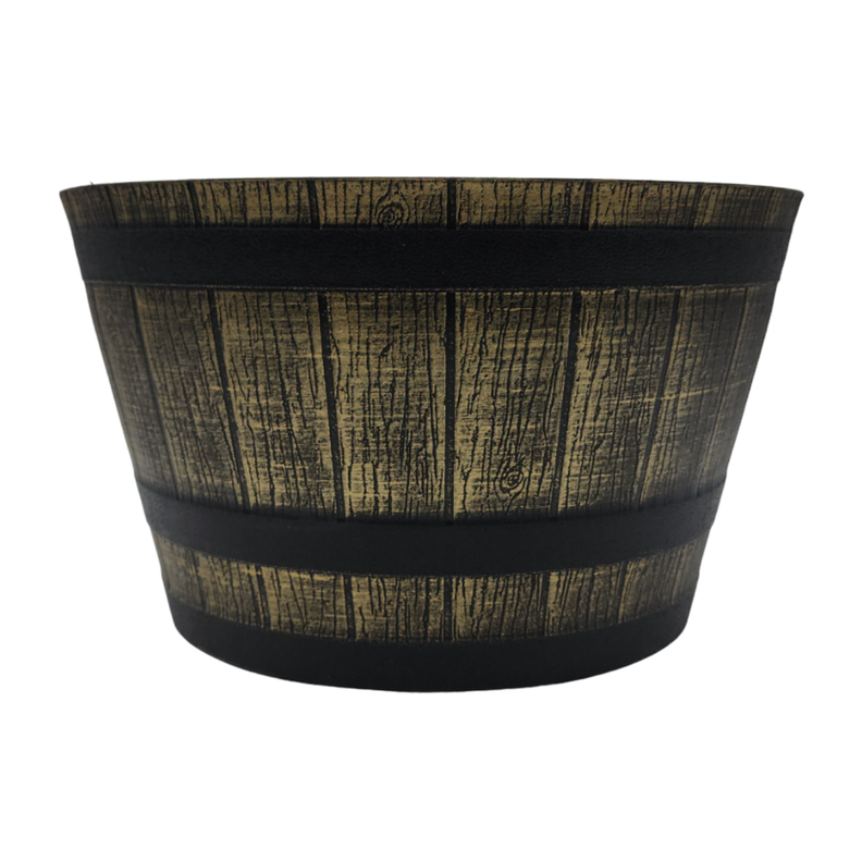 Macetero Plastico Diseño Efecto Barril De Madera Maceta M-2