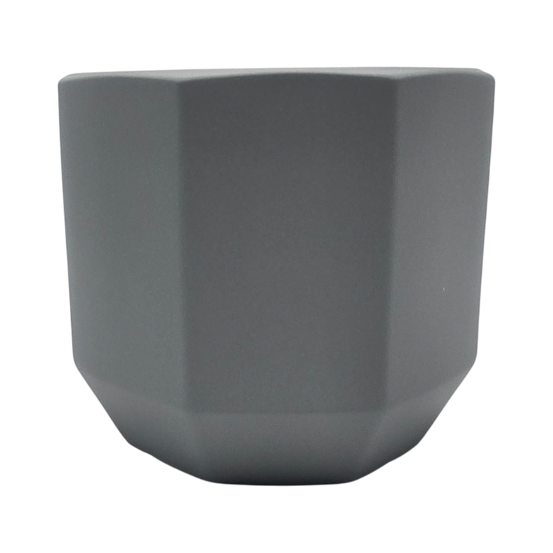 Macetero Maceta De Ceramica Gris Lineas Verticales S-1
