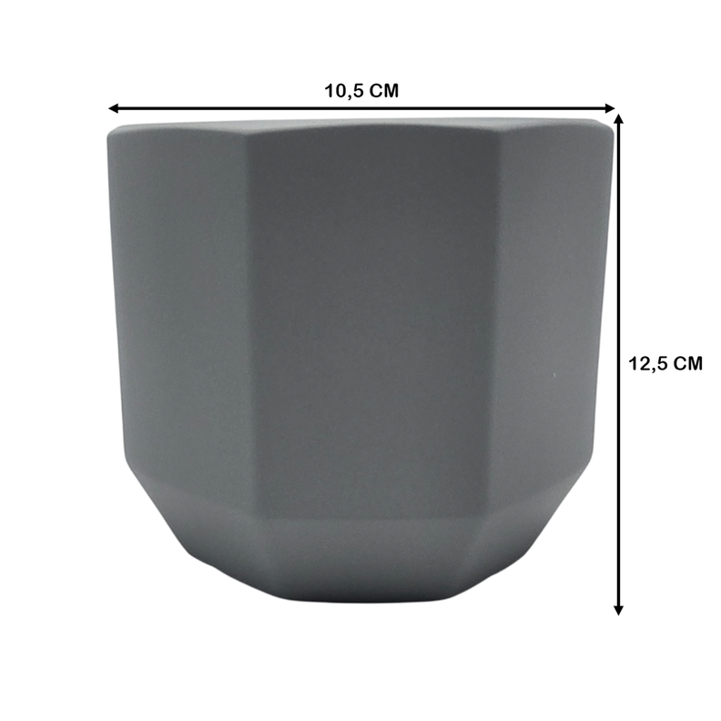 Macetero Maceta De Ceramica Gris Lineas Verticales S-5