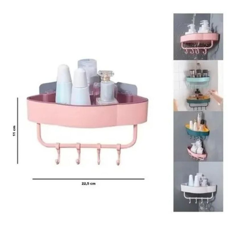 Organizador Ducha Baño Cocina Esquinero Plástico Adhesivo-1