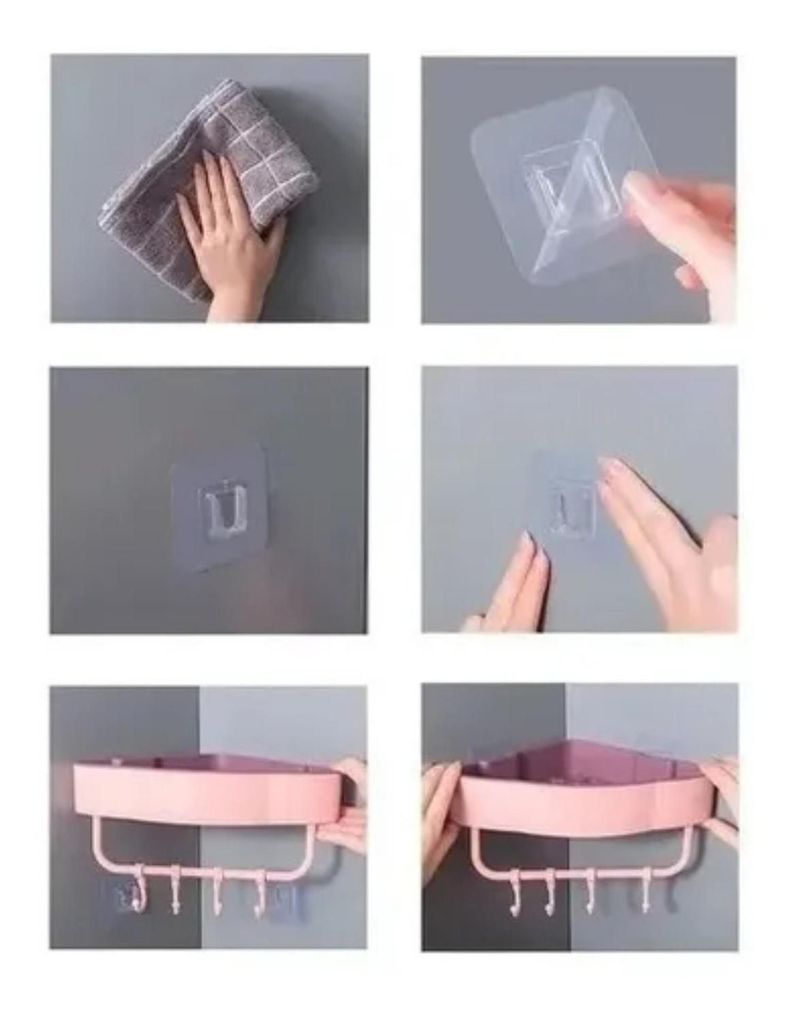 Organizador Ducha Baño Cocina Esquinero Plástico Adhesivo-4