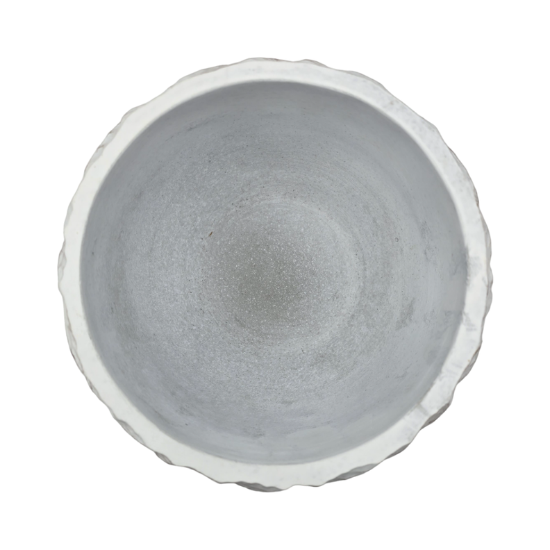 Macetero Maceta Acabado Cemento Relieve Hojas Blanco L-4