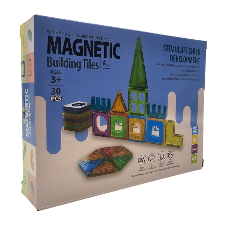 Set De Construccion Magnetico Piezas Magneticas 30 Piezas Azul