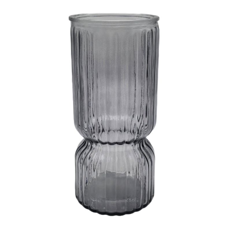 Florero Decorativo De Vidrio Cristal Con Diseño Tonos Gris-0