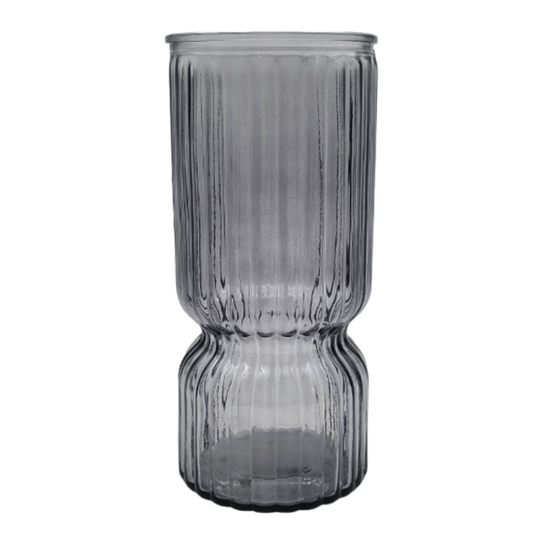 Florero Decorativo De Vidrio Cristal Con Diseño Tonos Gris-1