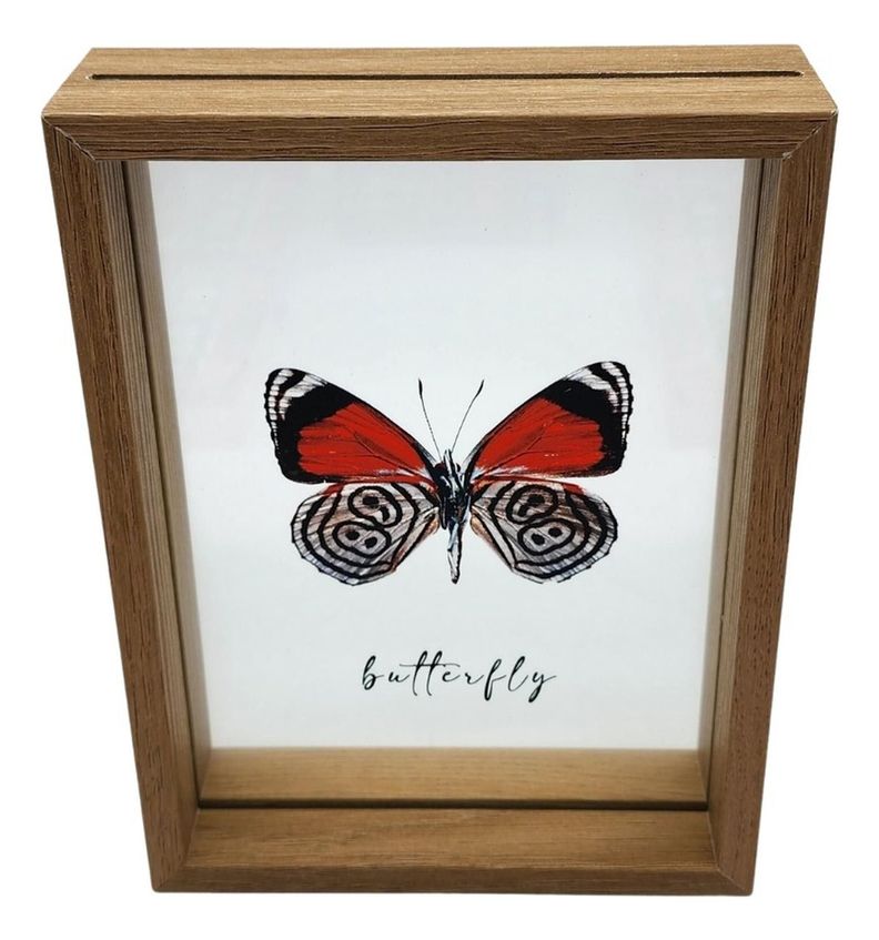 Cuadro De Vidrio Marco Madera Diseño Mariposa Grande-2