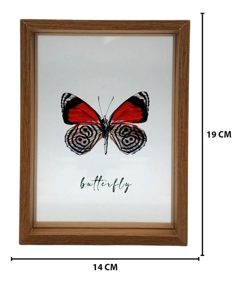 Cuadro De Vidrio Marco Madera Diseño Mariposa Grande-3
