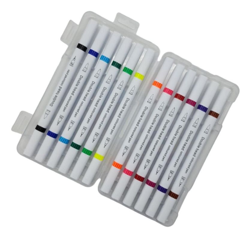 Set Marcadores Doble Punta 12 Lapices Plumones Watercolor-3