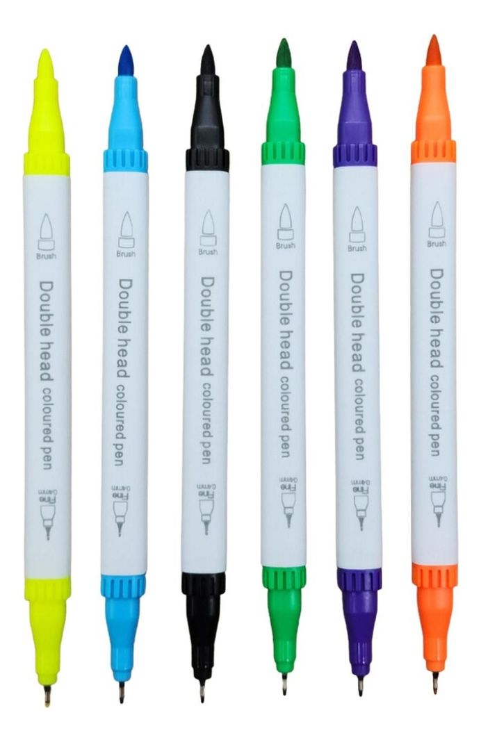Set Marcadores Doble Punta 12 Lapices Plumones Watercolor-5