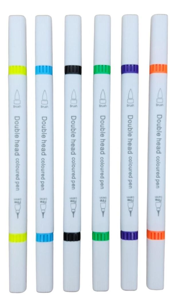 Set Marcadores Doble Punta 12 Lapices Plumones Watercolor-6