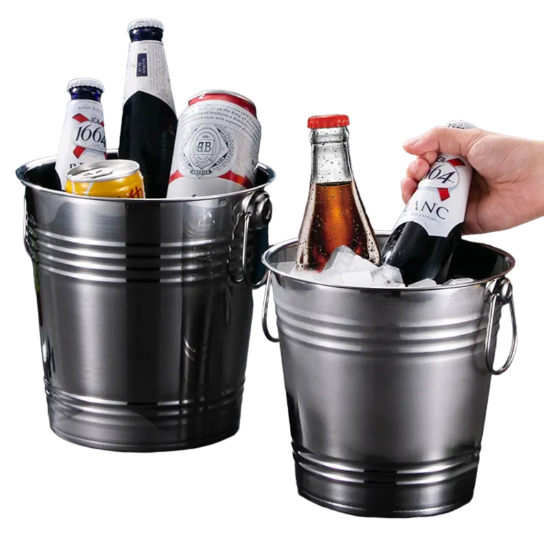 Hielera Metalica Grande Con Asas Champaña Hielo Tragos-2