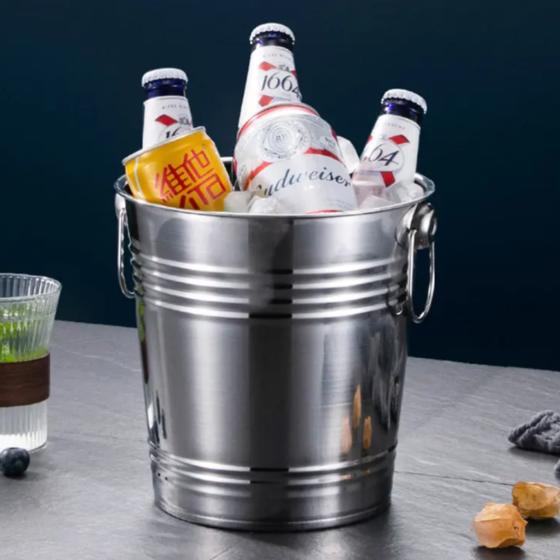 Hielera Metalica Grande Con Asas Champaña Hielo Tragos-4