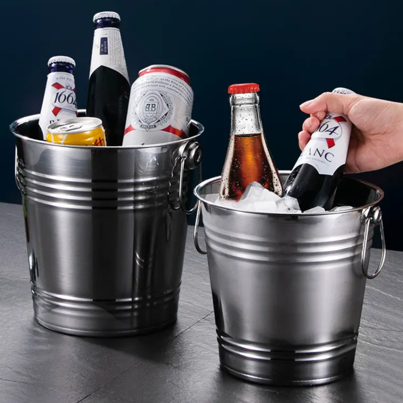 Hielera Metalica Grande Con Asas Champaña Hielo Tragos-5