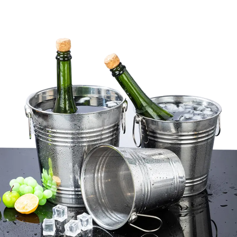 Hielera Metalica Grande Con Asas Champaña Hielo Tragos-7