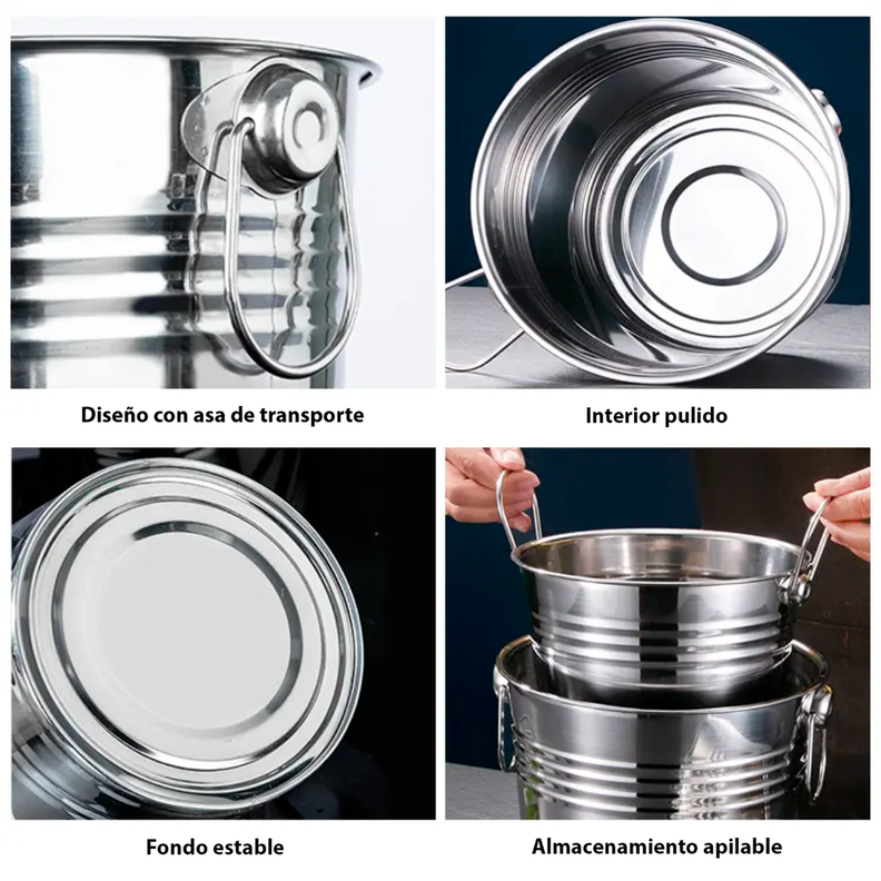 Hielera Metalica Grande Con Asas Champaña Hielo Tragos-8