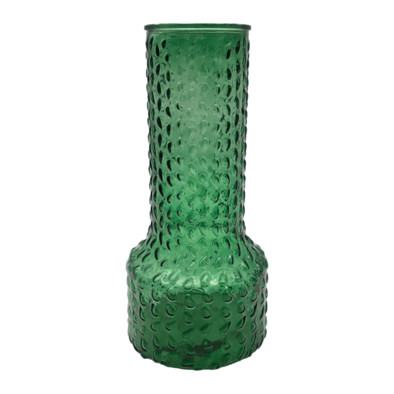 Florero Decorativo De Vidrio Con Diseño Base Ancha Verde 30-1