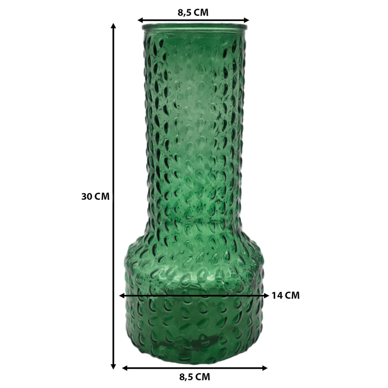 Florero Decorativo De Vidrio Con Diseño Base Ancha Verde 30-2