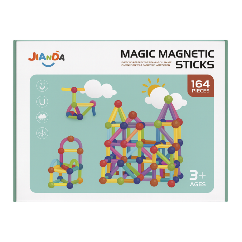 Juego Varillas de Construccion Magnetico Didactico 164 Piezas Blanco