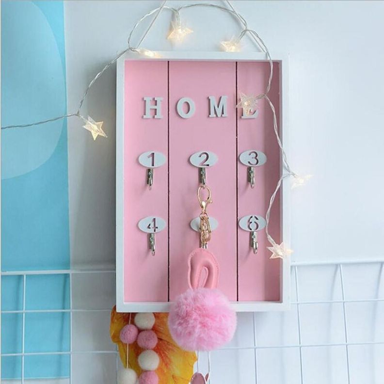 Porta Llave De Madera Cuadro Colgador Decorativo Para Llaves-1