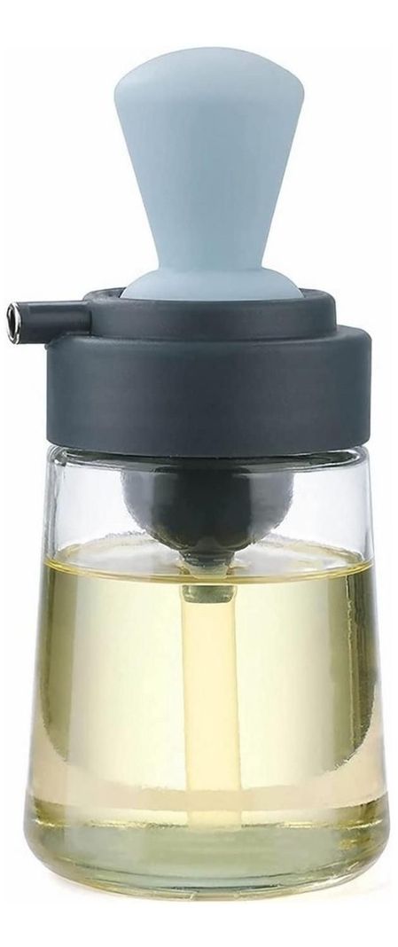 Dispensador De Aceite 2 En 1 Dosificador Botella De Vidrio Gris