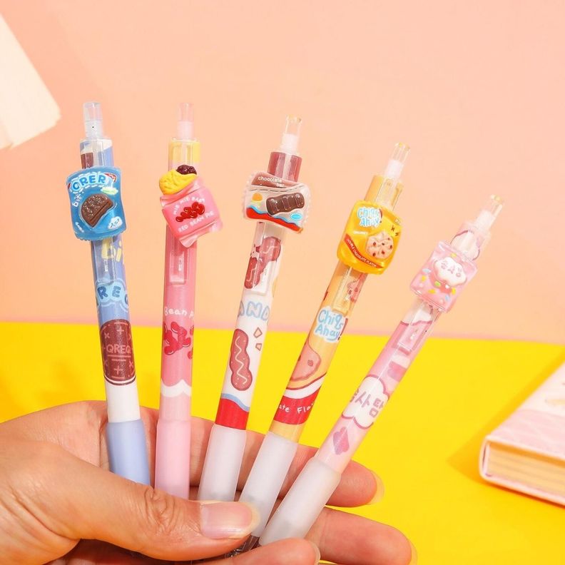 Set 6 Lapices Estilo Boligrafos Kawaii Alimentos Lapiz Cute-3