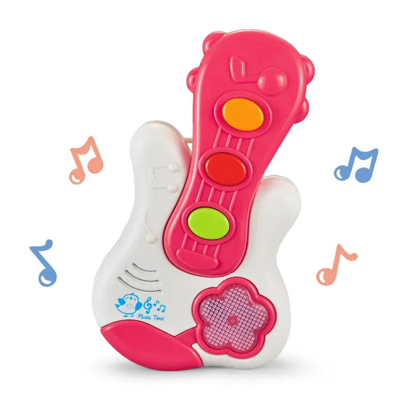 Juguete Piano Musical Con Luces Sonidos Forma Guitarra Bebe-1