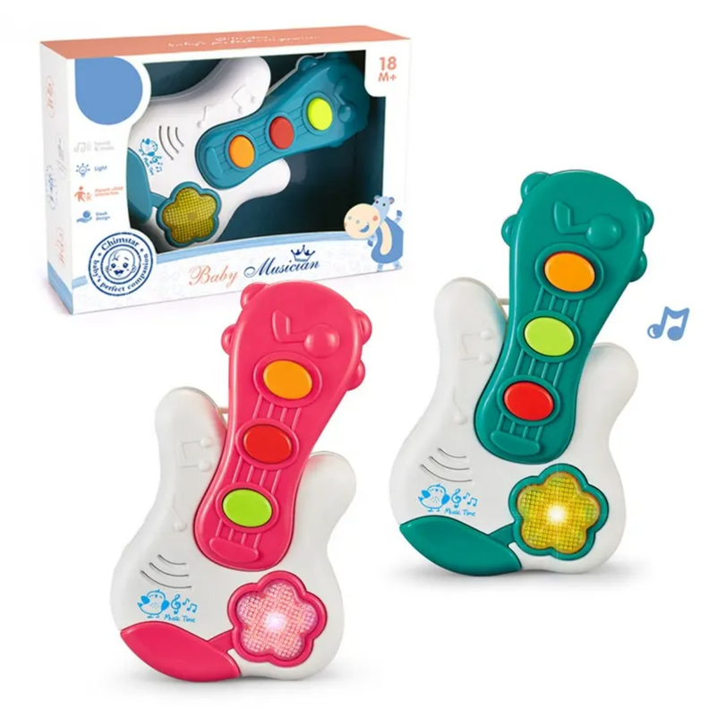 Juguete Piano Musical Con Luces Sonidos Forma Guitarra Bebe-2