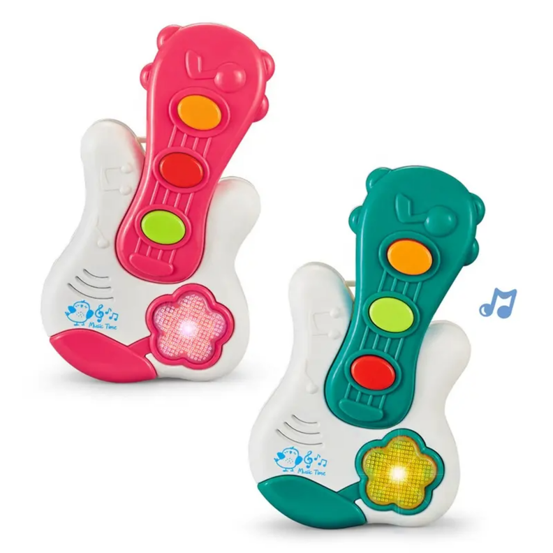 Juguete Piano Musical Con Luces Sonidos Forma Guitarra Bebe-5