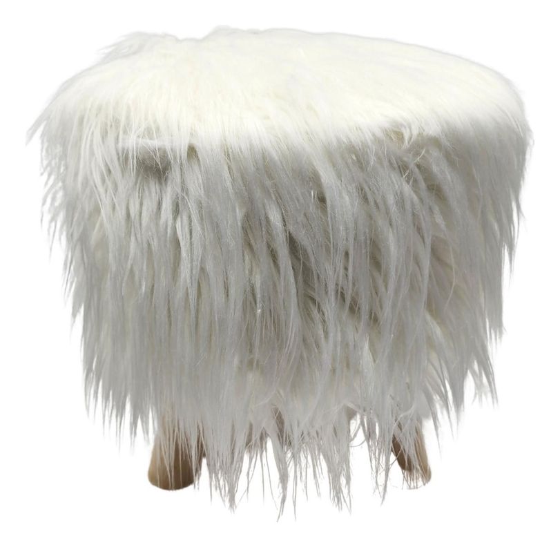 Puff Redondo Con Pelo Sintetico Para Niños Colores-0