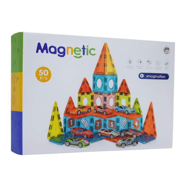 Juego Bloques Magneticos Construccion 50 Piezas Educativo Blanco