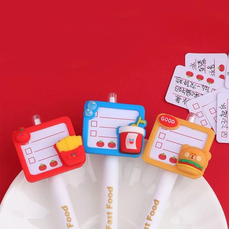 Set 4 Lapices Con Cartelito Comida De Adornos Kawaii-2