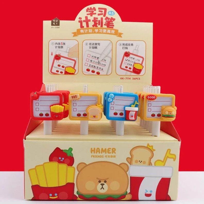Set 4 Lapices Con Cartelito Comida De Adornos Kawaii-5