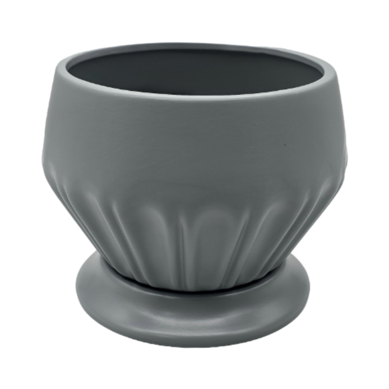 Maceteros Maceta De Ceramica Diamante Elegante Gris M-1