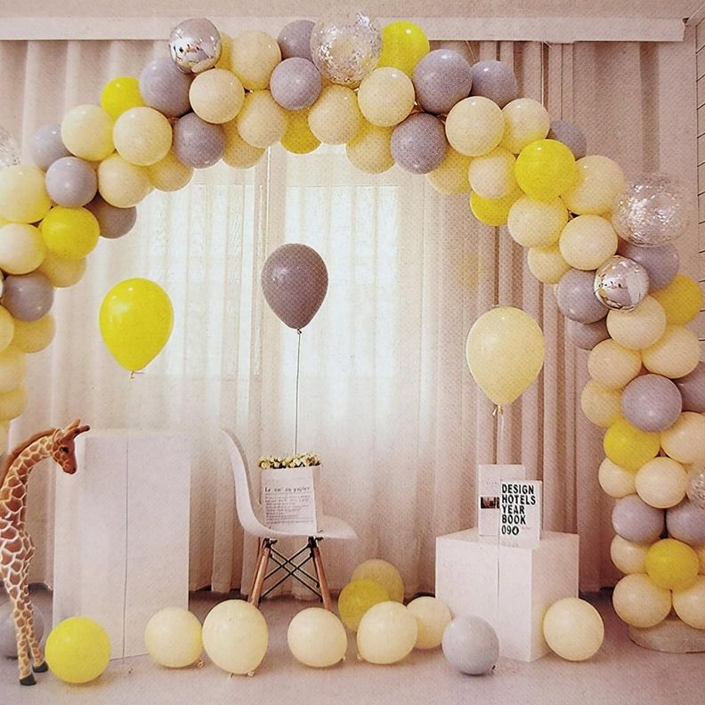 Set Arco De Globos Cumpleaños Fiestas Amarillo 149 Piezas-0